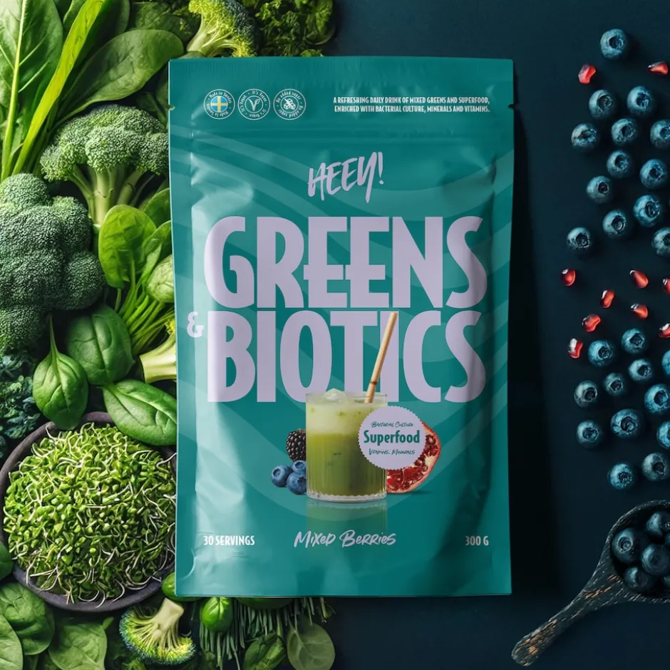 Heey! Greens & Biotics Superfood + Probiotics Mixed Berries 300g