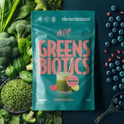 Heey! Greens & Biotics Superfood + Probiotics Raspberry Lime 300g