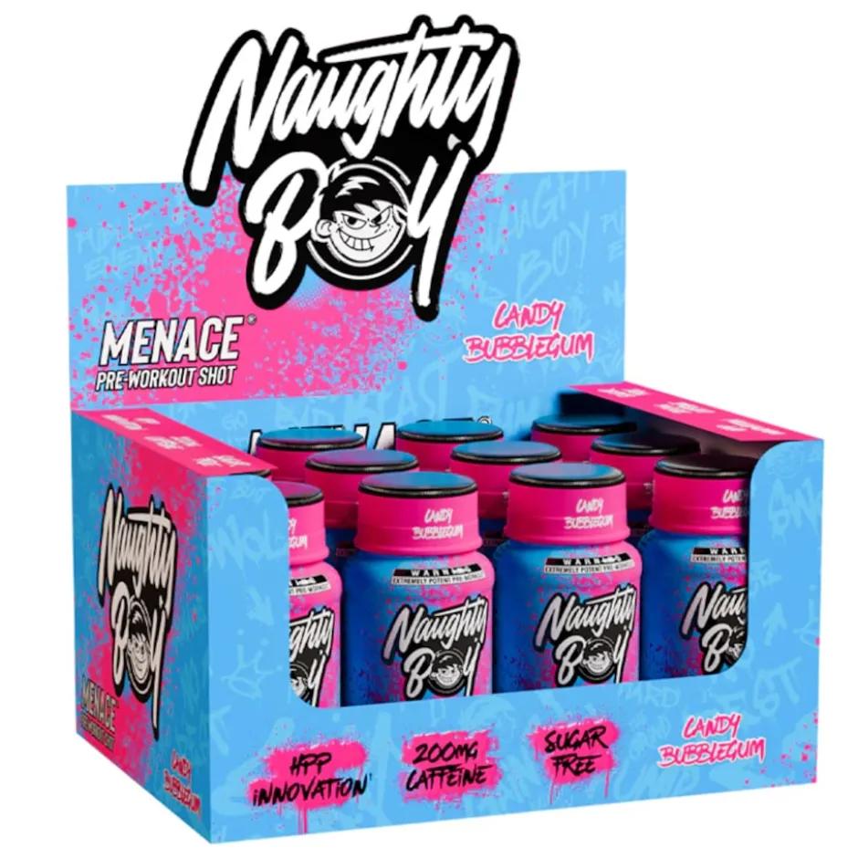 Naughty Boy Menace Pre-Workout Shot Candy Bubbelgum 12x60ml