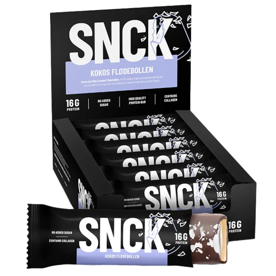SNCK Proteinbar Kokos Flödebollen 12x55g